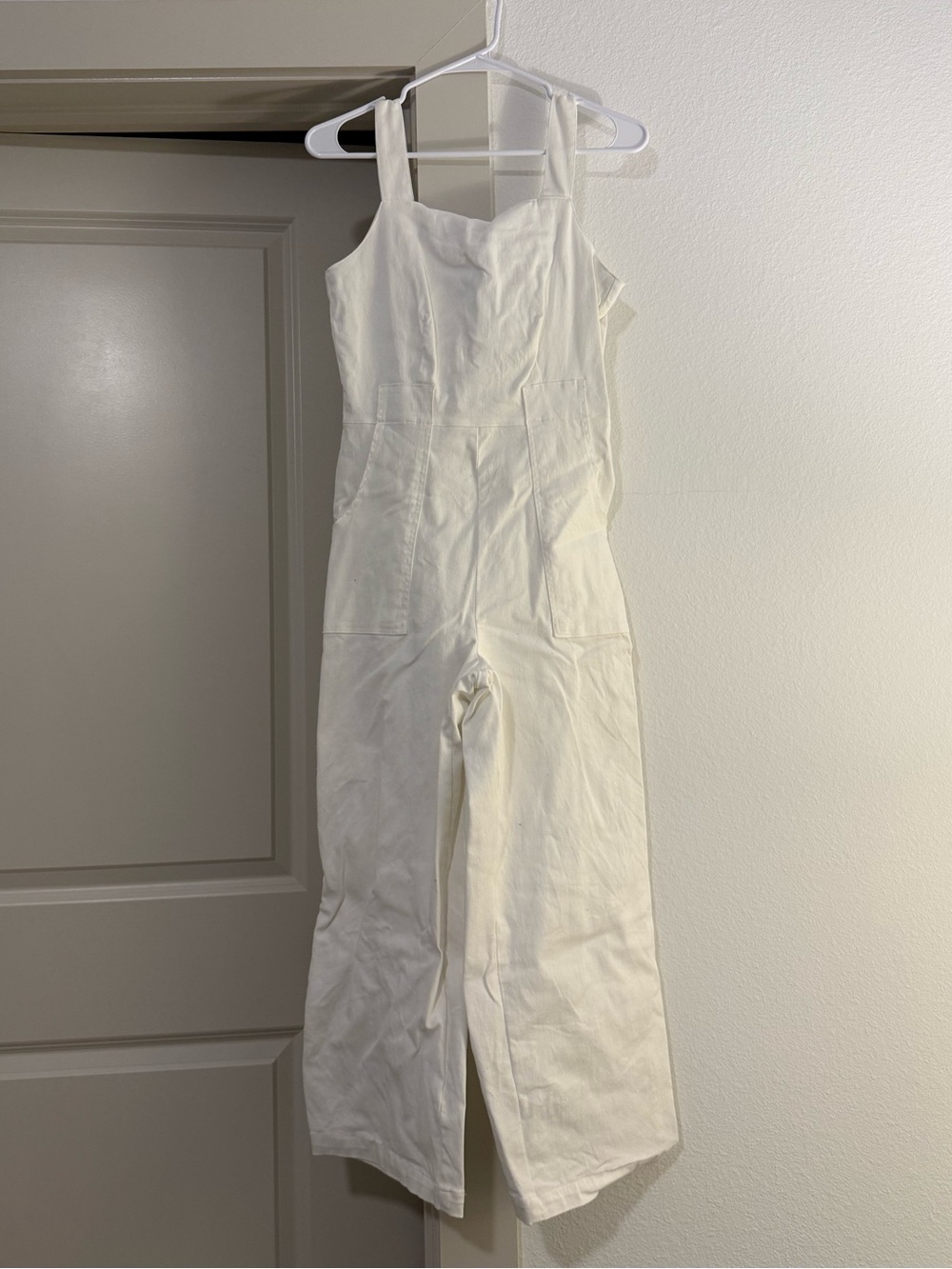 Copper Key White Square-Neck Wide-Leg Jumpsuit